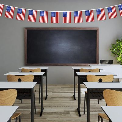 G128 8.2x5.5IN Flag Pieces 33FT Full String, American Printed 150D Polyester Bunting Banner Flag Image 1