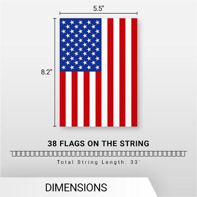 G128 8.2x5.5IN Flag Pieces 33FT Full String, American Printed 150D Polyester Bunting Banner Flag Image 3