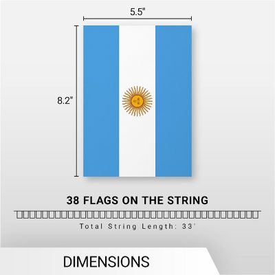 G128 8.2x5.5IN Flag Pieces 33FT Full String, Argentina Printed 150D Polyester Bunting Banner Flag Image 3