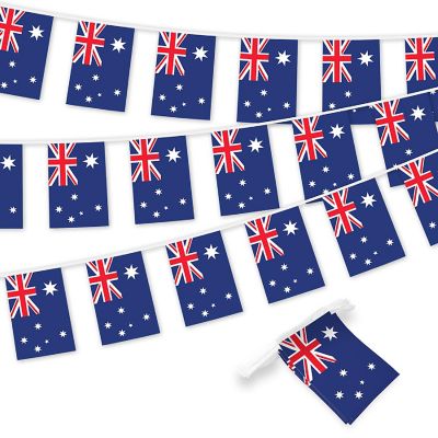 G128 8.2x5.5IN Flag Pieces 33FT Full String, Australia Printed 150D Polyester Bunting Banner Flag Image 1