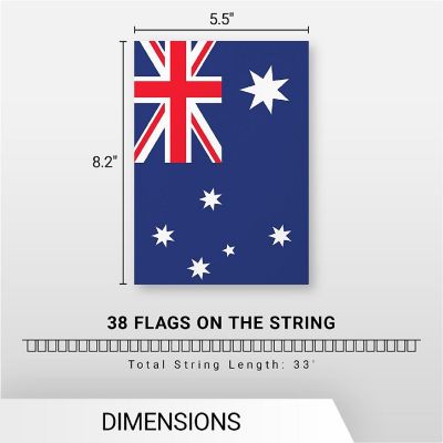 G128 8.2x5.5IN Flag Pieces 33FT Full String, Australia Printed 150D Polyester Bunting Banner Flag Image 3