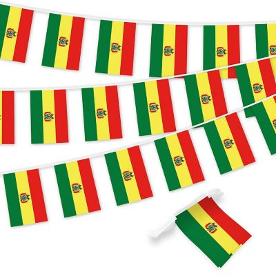 G128 8.2x5.5IN Flag Pieces 33FT Full String, Bolivia Printed 150D Polyester Bunting Banner Flag Image 1