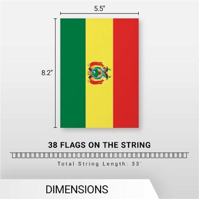 G128 8.2x5.5IN Flag Pieces 33FT Full String, Bolivia Printed 150D Polyester Bunting Banner Flag Image 3