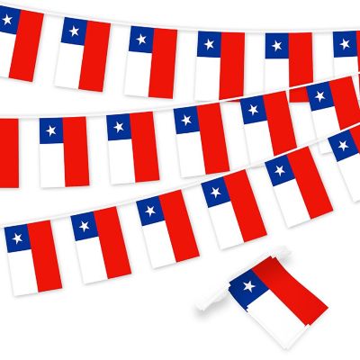 G128 8.2x5.5IN Flag Pieces 33FT Full String, Chile Printed 150D Polyester Bunting Banner Flag Image 1