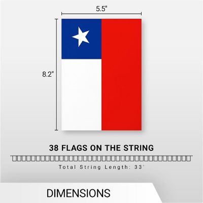 G128 8.2x5.5IN Flag Pieces 33FT Full String, Chile Printed 150D Polyester Bunting Banner Flag Image 3