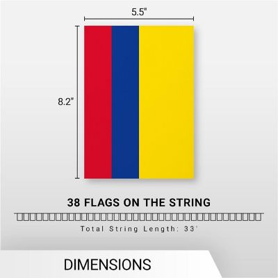 G128 8.2x5.5IN Flag Pieces 33FT Full String, Colombia Printed 150D Polyester Bunting Banner Flag Image 3