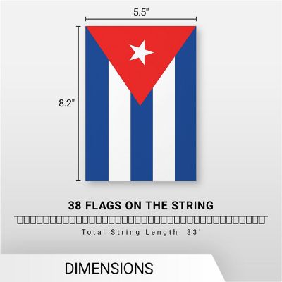 G128 8.2x5.5IN Flag Pieces 33FT Full String, Cuba Printed 150D Polyester Bunting Banner Flag Image 3