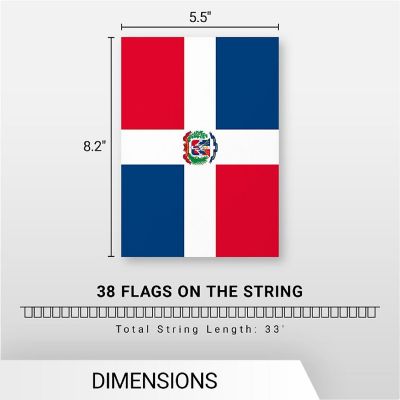 G128 8.2x5.5IN Flag Pieces 33FT Full String, Dominican Printed 150D Polyester Bunting Banner Flag Image 3