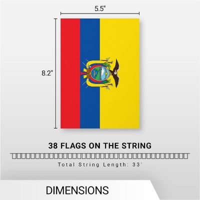 G128 8.2x5.5IN Flag Pieces 33FT Full String, Ecuador Printed 150D Polyester Bunting Banner Flag Image 3