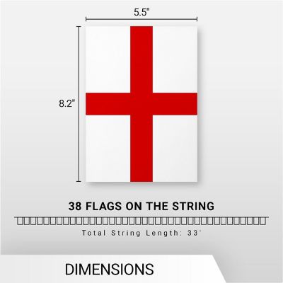 G128 8.2x5.5IN Flag Pieces 33FT Full String, England Printed 150D Polyester Bunting Banner Flag Image 3