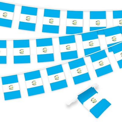 G128 8.2x5.5IN Flag Pieces 33FT Full String, Guatemala Printed 150D Polyester Bunting Banner Flag Image 1