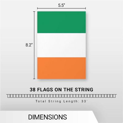 G128 8.2x5.5IN Flag Pieces 33FT Full String, Ireland Printed 150D Polyester Bunting Banner Flag Image 3