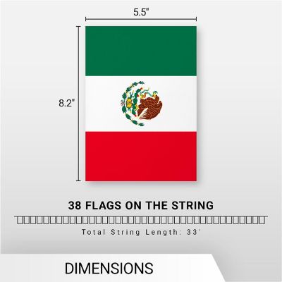 G128 8.2x5.5IN Flag Pieces 33FT Full String, Mexico Printed 150D Polyester Bunting Banner Flag Image 3