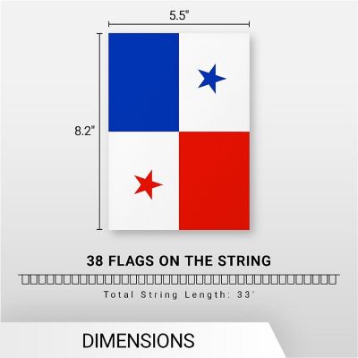G128 8.2x5.5IN Flag Pieces 33FT Full String, Panama Printed 150D Polyester Bunting Banner Flag Image 3