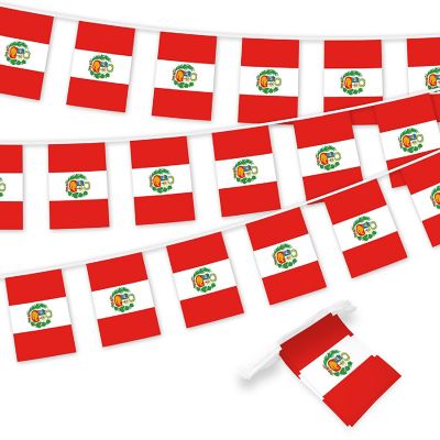 G128 8.2x5.5IN Flag Pieces 33FT Full String, Peru Printed 150D Polyester Bunting Banner Flag Image 1