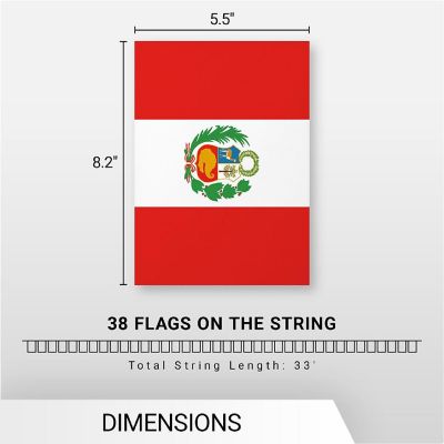 G128 8.2x5.5IN Flag Pieces 33FT Full String, Peru Printed 150D Polyester Bunting Banner Flag Image 3