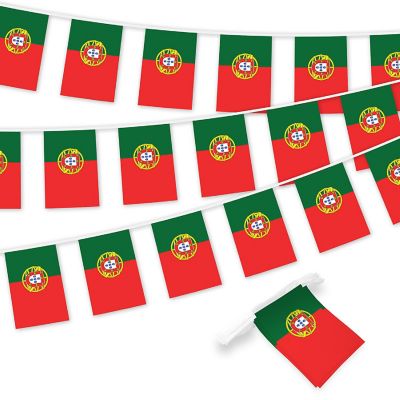 G128 8.2x5.5IN Flag Pieces 33FT Full String, Portugal Printed 150D Polyester Bunting Banner Flag Image 1