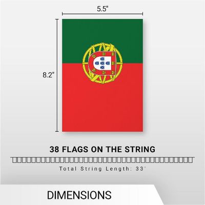 G128 8.2x5.5IN Flag Pieces 33FT Full String, Portugal Printed 150D Polyester Bunting Banner Flag Image 3