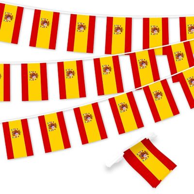 G128 8.2x5.5IN Flag Pieces 33FT Full String, Spain Printed 150D Polyester Bunting Banner Flag Image 1