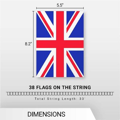 G128 8.2x5.5IN Flag Pieces 33FT Full String, United Kingdom Printed 150D Polyester Bunting Banner Flag Image 3