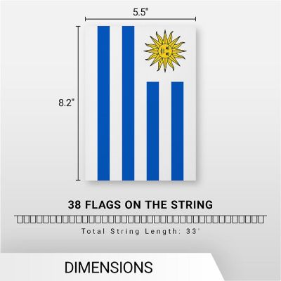 G128 8.2x5.5IN Flag Pieces 33FT Full String, Uruguay Printed 150D Polyester Bunting Banner Flag Image 3