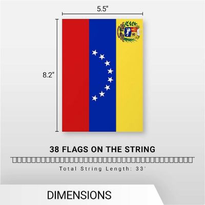 G128 8.2x5.5IN Flag Pieces 33FT Full String, Venezuela Printed 150D Polyester Bunting Banner Flag Image 3