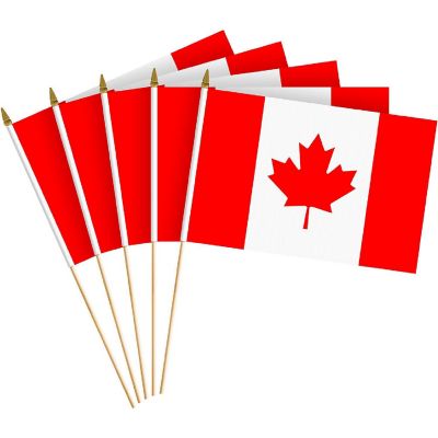 G128 8x12IN 12PK Canada Printed 150D Polyester Handheld Stick Flag Image 1