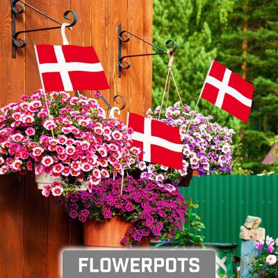 G128 8x12IN 12PK Denmark Printed 150D Polyester Handheld Stick Flag Image 1