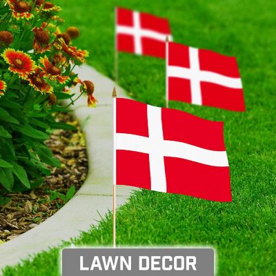 G128 8x12IN 12PK Denmark Printed 150D Polyester Handheld Stick Flag Image 2