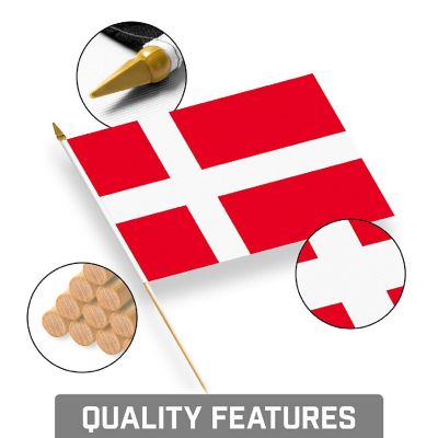 G128 8x12IN 12PK Denmark Printed 150D Polyester Handheld Stick Flag Image 3