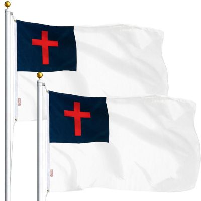 G128 - Christian Flag 3x5FT 2 Pack Printed Polyester Image 1