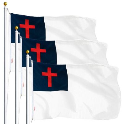 G128 - Christian Flag 3x5FT 3 Pack Printed Polyester Image 1