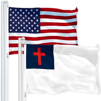 G128 Combo 2x3ft USA &amp; Christian Printed 150D Polyester Flag Image 1