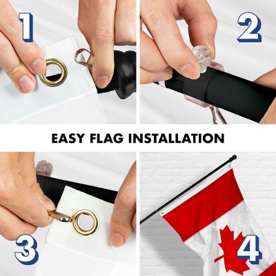 G128 Combo 5ft Black Flagpole & 2.5x4ft Canada Embroidered Double Sided 210D Polyester Flag Image 3