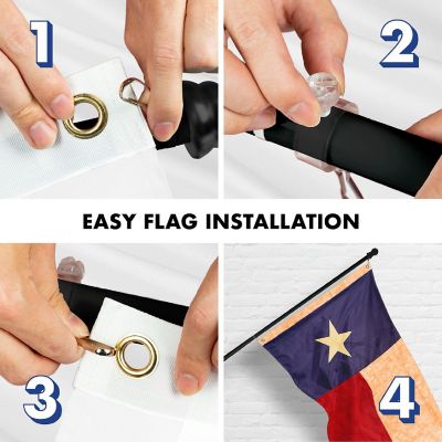G128 Combo 5ft Black Flagpole & 2.5x4ft Texas Tea-Stained Embroidered 420D Polyester Flag Image 3