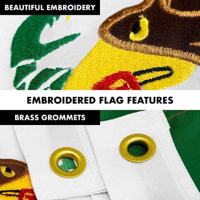 G128 Combo 5ft Silver Flagpole & 2.5x4ft Mexico Embroidered Double Sided 210D Polyester Flag Image 2