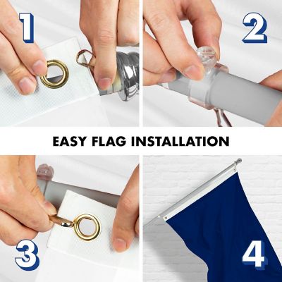 G128 Combo 5ft Silver Flagpole & 2x3ft Solid Blue Printed 150D Polyester Flag Image 3