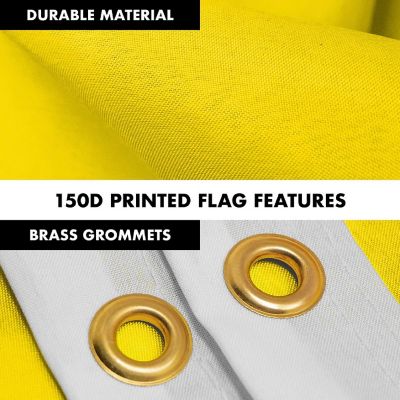 G128 Combo 5ft Silver Flagpole & 2x3ft Solid Yellow Printed 150D Polyester Flag Image 2