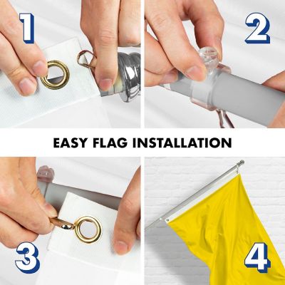 G128 Combo 5ft Silver Flagpole & 2x3ft Solid Yellow Printed 150D Polyester Flag Image 3