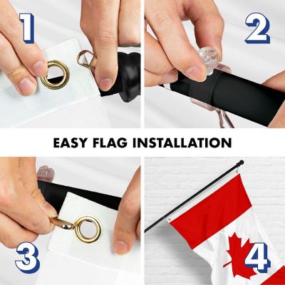 G128 Combo 6Ft Black Flagpole &amp; 3X5 Ft Canada 4Bg Printed 150D Polyester Flag Image 3