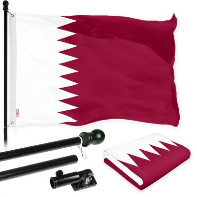 G128 Combo 6ft Black Flagpole & 3x5 Ft Qatar Printed 150D Polyester Flag Image 1