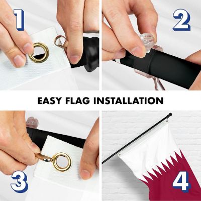 G128 Combo 6ft Black Flagpole & 3x5 Ft Qatar Printed 150D Polyester Flag Image 3