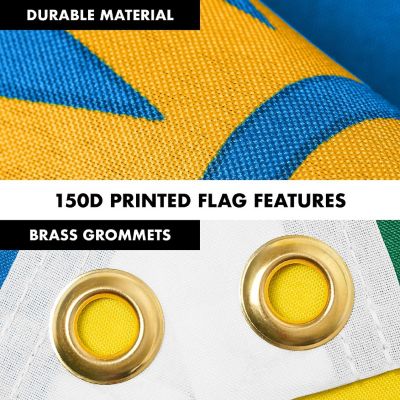 G128 Combo 6ft Black Flagpole &amp; 3x5 Ft Rwanda Printed 150D Polyester Flag Image 2