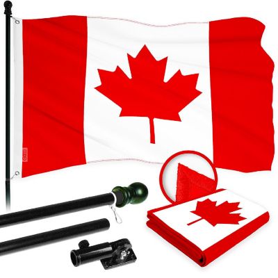 G128 Combo 6Ft Black Flagpole &amp; 3X5Ft Canada Embroidered 210D Polyester Flag Image 1