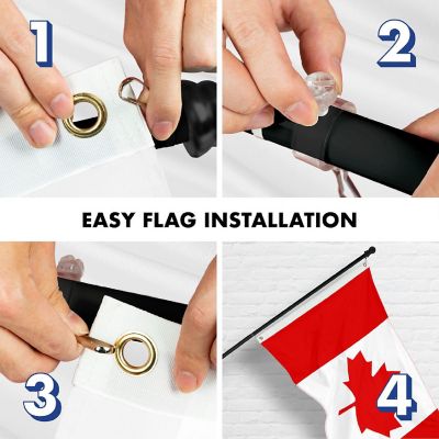 G128 Combo 6Ft Black Flagpole &amp; 3X5Ft Canada Embroidered 210D Polyester Flag Image 3