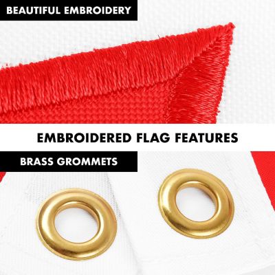 G128 Combo 6ft Silver Flagpole &amp; 3x5ft Canada Embroidered 210D Polyester Flag Image 2