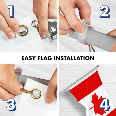 G128 Combo 6ft Silver Flagpole &amp; 3x5ft Canada Embroidered 210D Polyester Flag Image 3