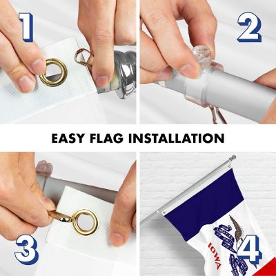 G128 Combo 6ft Silver Flagpole & 3x5ft Iowa 2019 Version Embroidered 210D Polyester Flag Image 3