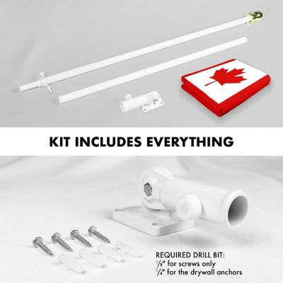 G128 Combo 6Ft White Flagpole &amp; 3X5 Ft Canada 4Bg Printed 150D Polyester Flag Image 1