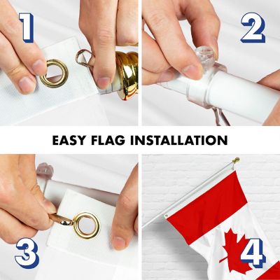 G128 Combo 6Ft White Flagpole &amp; 3X5 Ft Canada 4Bg Printed 150D Polyester Flag Image 3